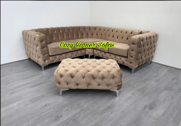 Ashton Chesterfield corner Corner 5-seater sofa with footstool
